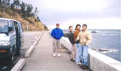 Work crew along the Sea of Japan